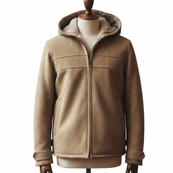 Guess Jeans Vintage Coat Faux Shearling Hooded Jacket Retro Sherpa - Picture 13 of 13